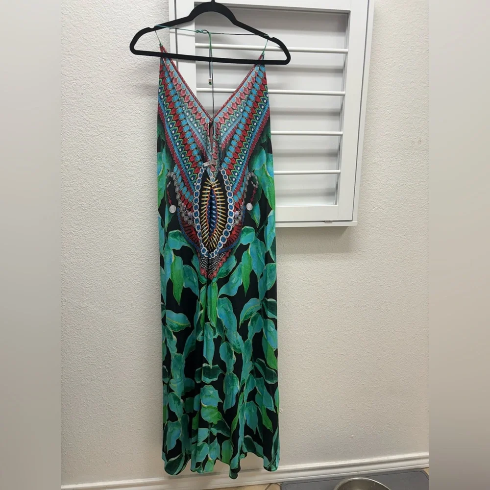 TROPICAL-PRINT MAXI HALTER DRESS - Picture 6 of 6